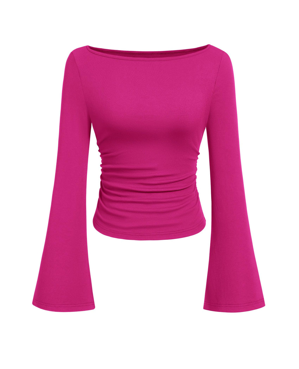 PRETTYGARDEN Womens Bell Long Sleeve Ribbed Knit Tops