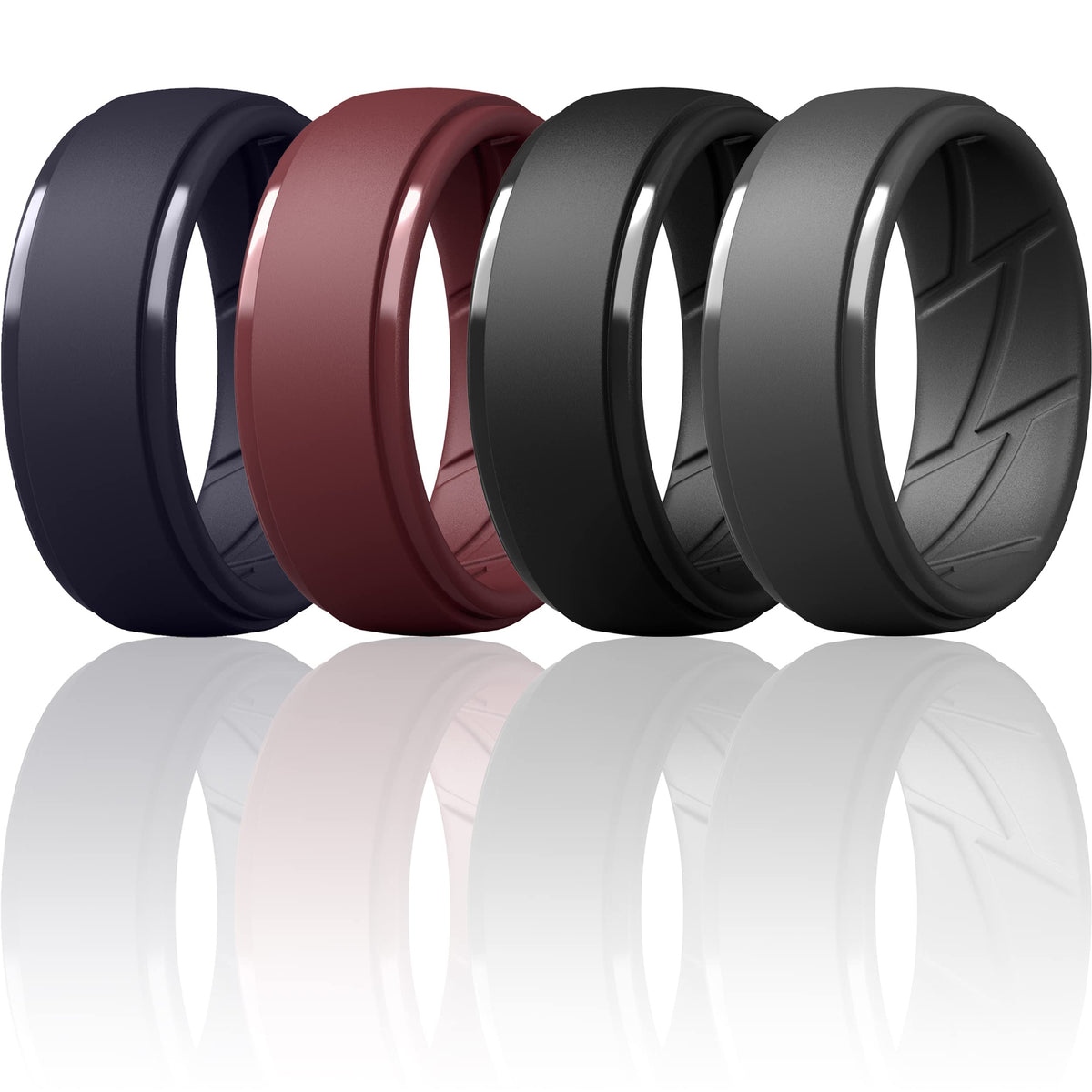 ThunderFit Men's Silicone Rings, Breathable Rubber Bands, 10mm Wide