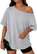 Trendy Queen Womens Off the Shoulder Tops Oversized Summer T-Shirts 2026