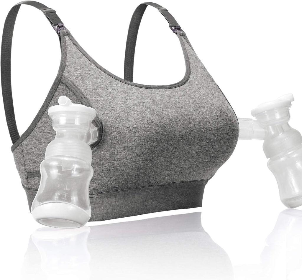 Momcozy Hands Free Pumping & Nursing Bra, Adjustable Cotton Breast Pump Bra