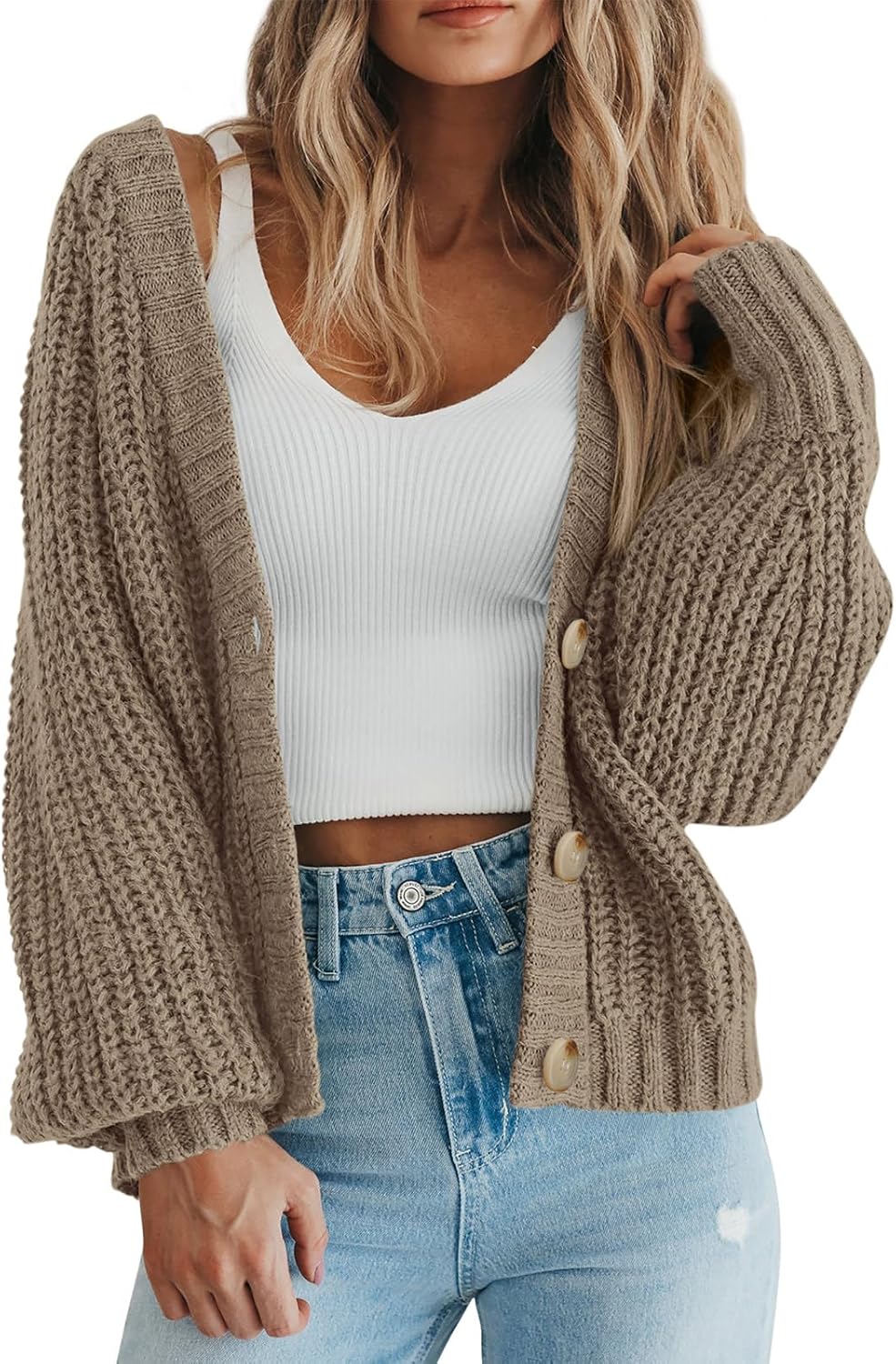 PRETTYGARDEN Women's Chunky Knit Open Front Cardigan Sweaters Fall Outfits