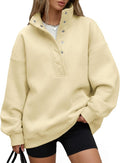 Trendy Queen Womens Oversized Sweatshirts with Snap Button Henley Collar