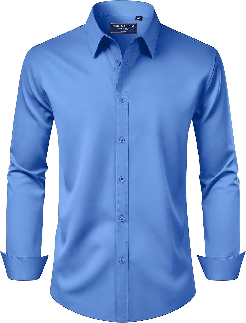 Alimens & Gentle Men's Dress Shirt Regular Fit Stretch Stain Shield Long Sleeve Solid Business Wedding Button Down Shirts