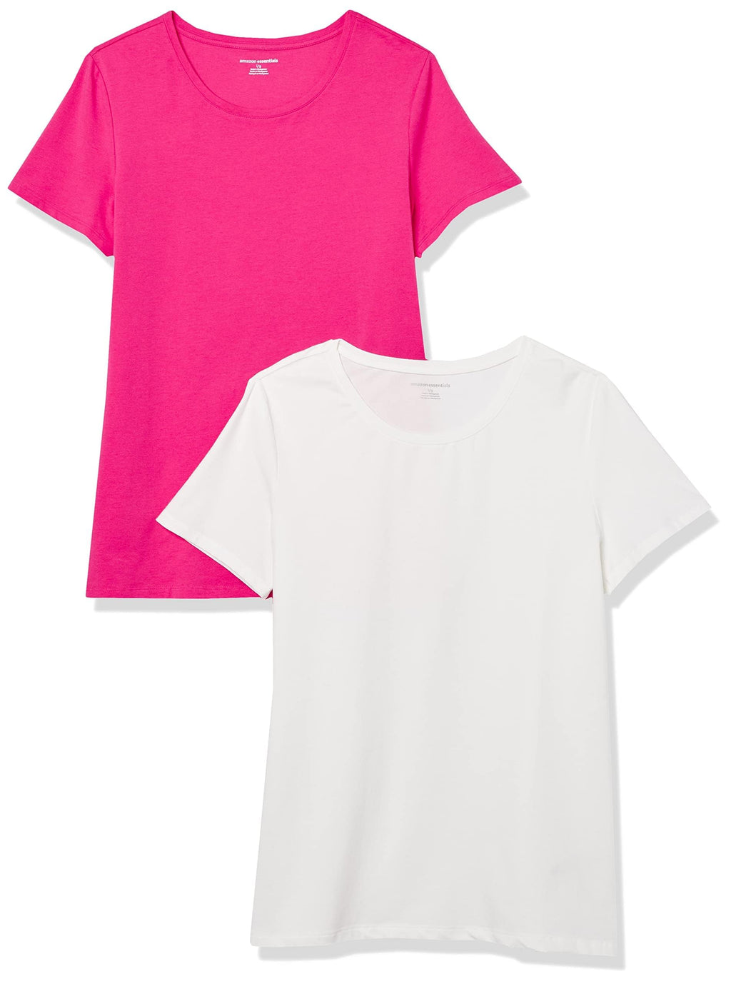 Amazon Essentials Women's Regular-Fit Short-Sleeve Crewneck T-Shirt, Cotton Modal Blend, Pack of 2