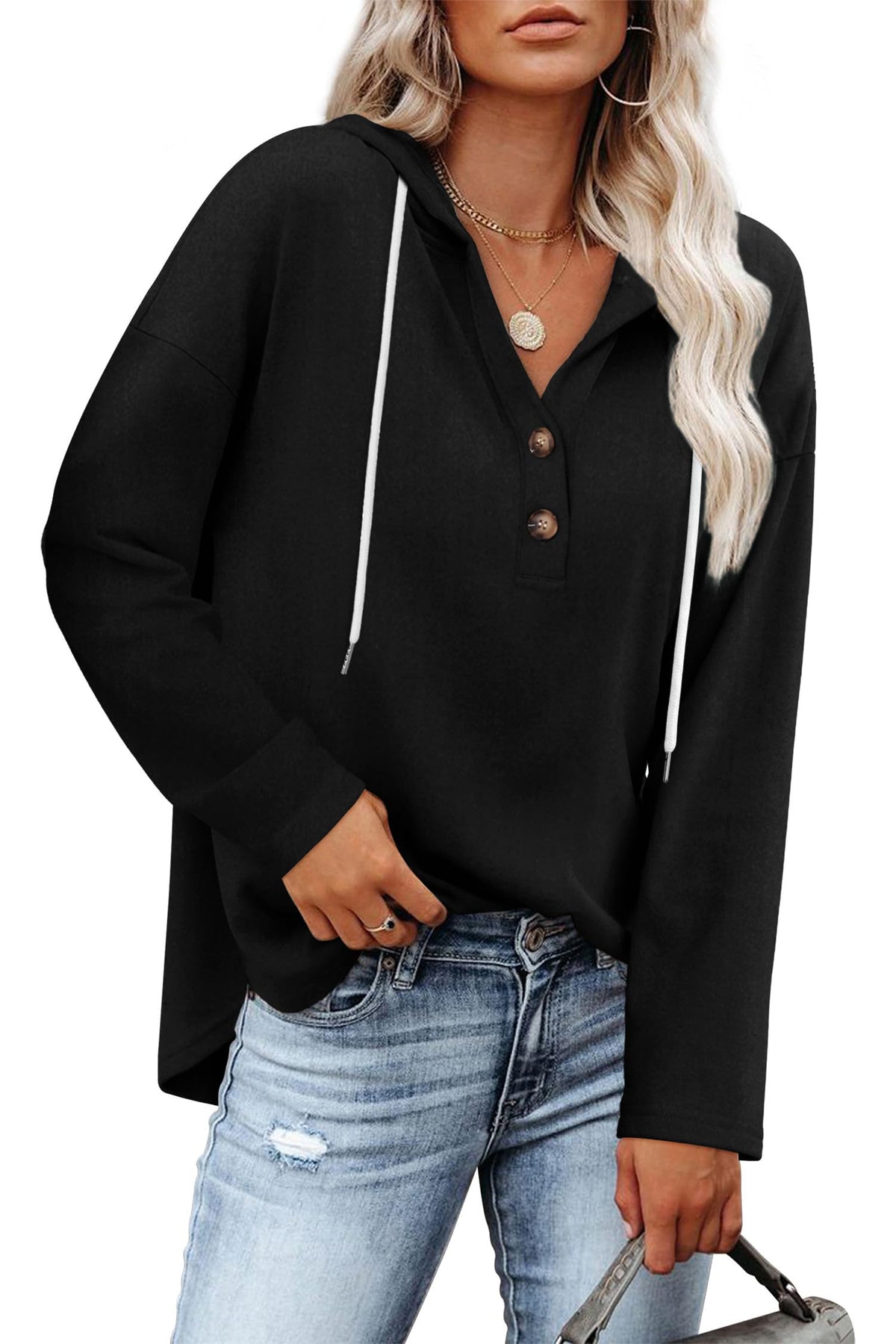 RUMIA Womens Tops V Neck Sweatshirt for Women Pullover Fall Outfits Loose