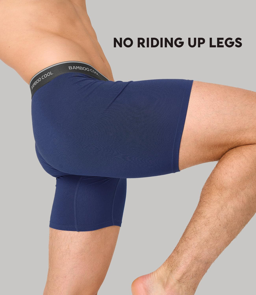 BAMBOO COOL Men's Underwear Breathable Boxer Briefs with Fly Moisture-Wicking Lightweight Underwear 7-Pack