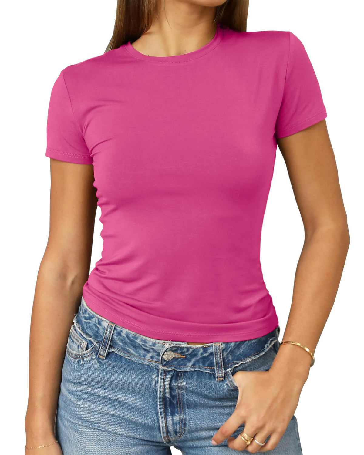 Abardsion Women's Casual Basic Slim Fit T Shirts