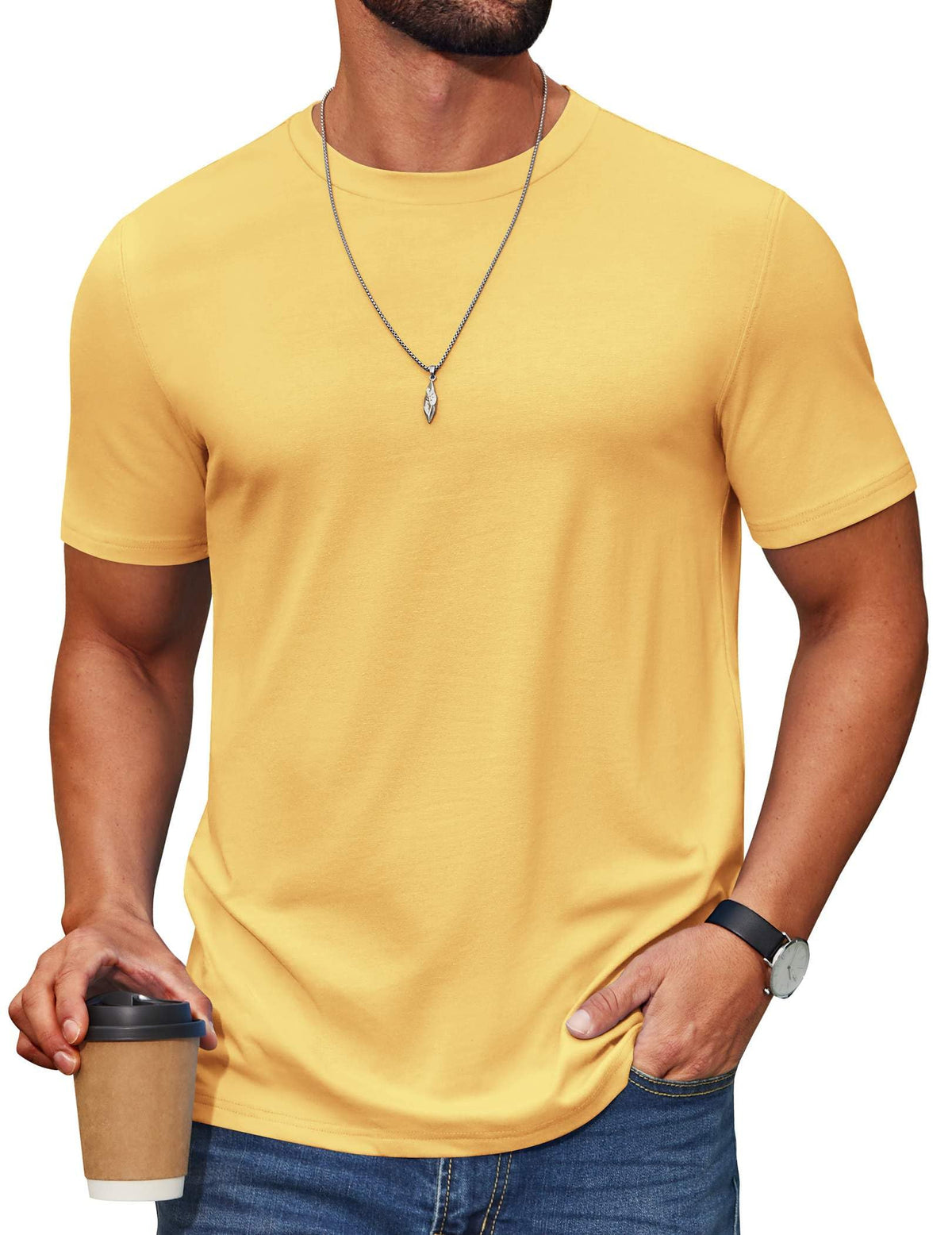 COOFANDY Men's T Shirt Short Sleeve Cotton Blend T-Shirts Crew Neck Casual Summer Basic Tee Shirts