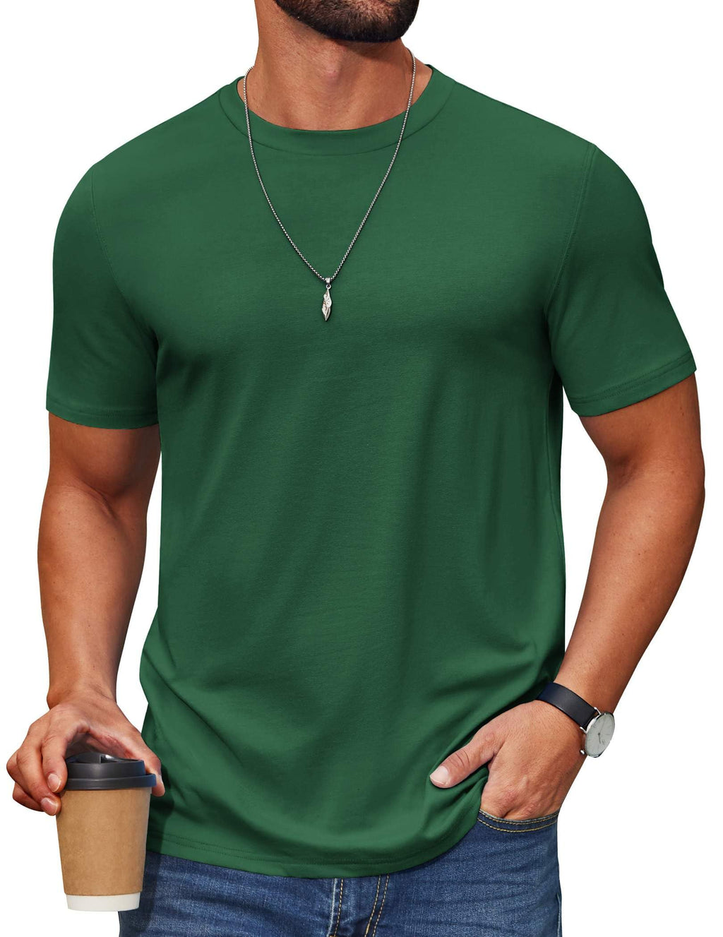 COOFANDY Men's T Shirt Short Sleeve Cotton Blend T-Shirts Crew Neck Casual Summer Basic Tee Shirts