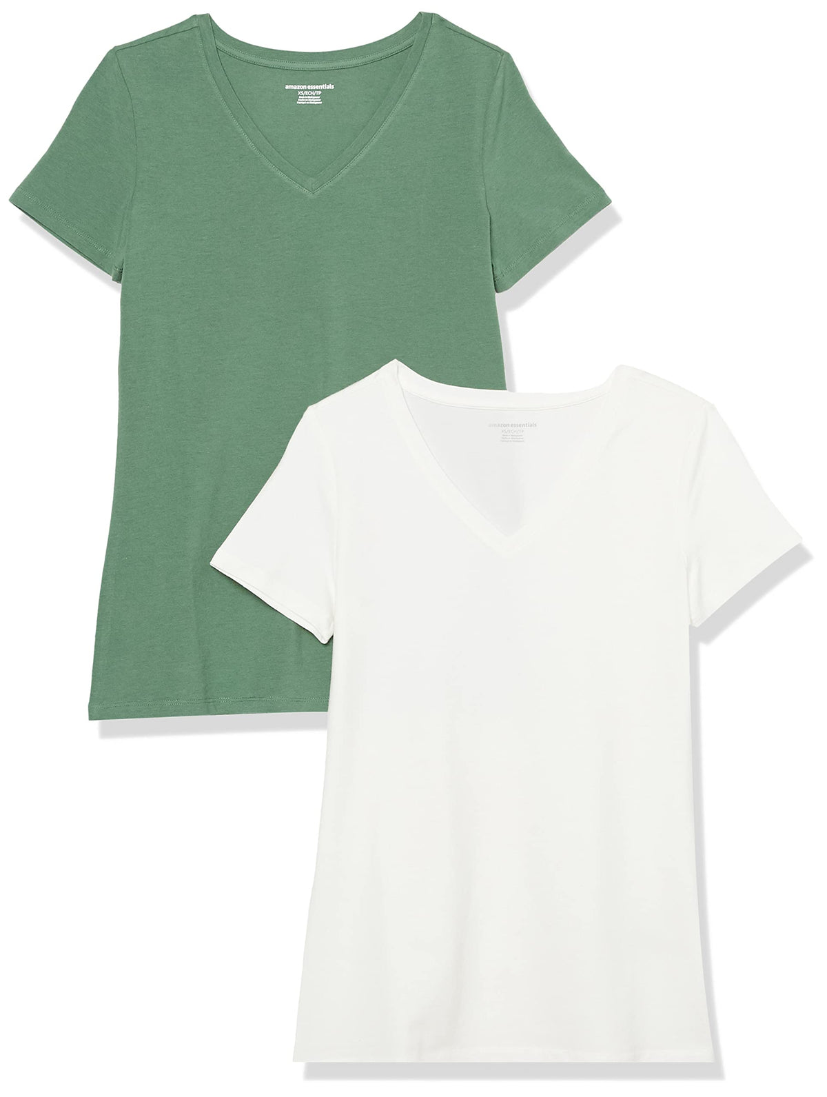 Amazon Essentials Women's Regular-Fit Short-Sleeve Crewneck T-Shirt, Cotton Modal Blend, Pack of 2