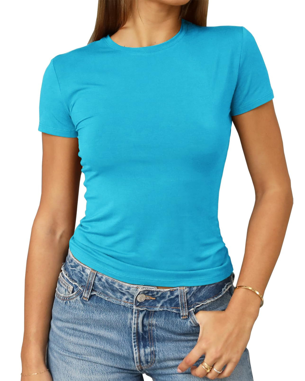 Abardsion Women's Casual Basic Slim Fit T Shirts