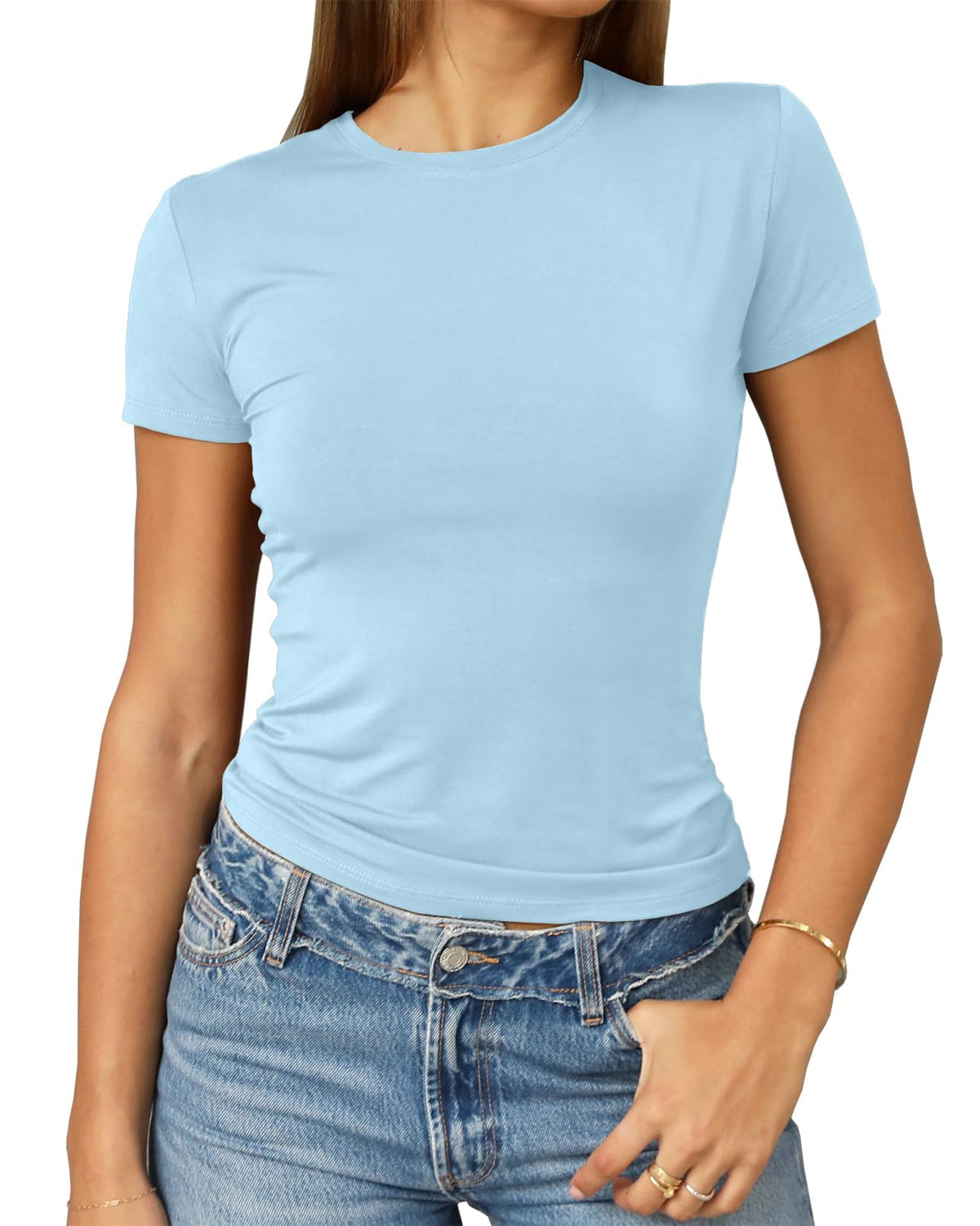 Abardsion Women's Casual Basic Slim Fit T Shirts
