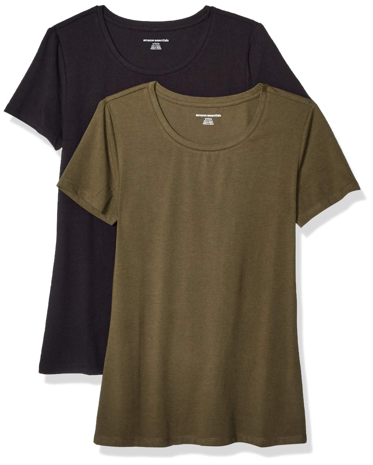 Amazon Essentials Women's Regular-Fit Short-Sleeve Crewneck T-Shirt, Cotton Modal Blend, Pack of 2