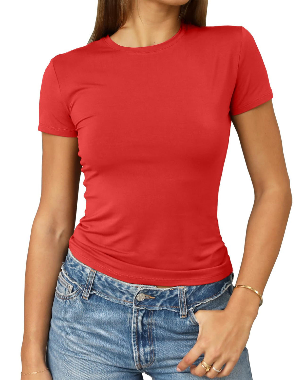Abardsion Women's Casual Basic Slim Fit T Shirts