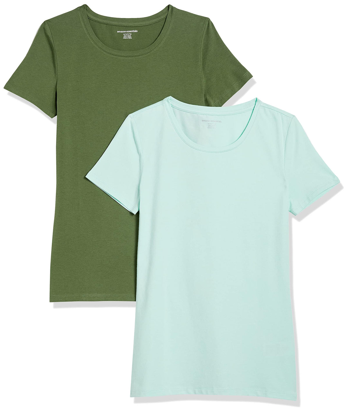 Amazon Essentials Women's Regular-Fit Short-Sleeve Crewneck T-Shirt, Cotton Modal Blend, Pack of 2