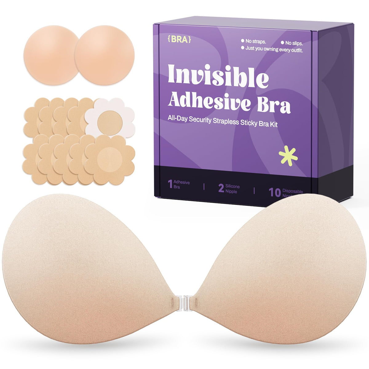 Invisible Strapless Sticky Bra Push up for Women, Ultra Adhesive Bra for Backless Dress, Cleavage Bra Lift Novelty Bras