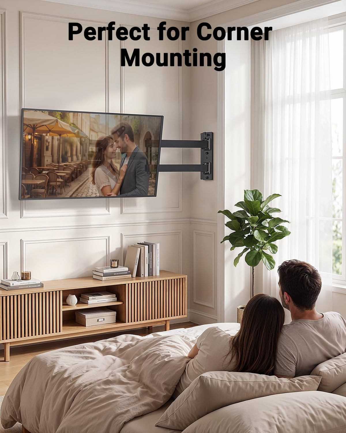 Pipishell TV Wall Mount for 26-74 inch LED LCD OLED 4K TVs up to 99lbs, Full Motion TV Mount Bracket Articulating Swivel Extension Tilting Leveling Max VESA 400x400mm, Fits 12/16 Inch Wood Studs