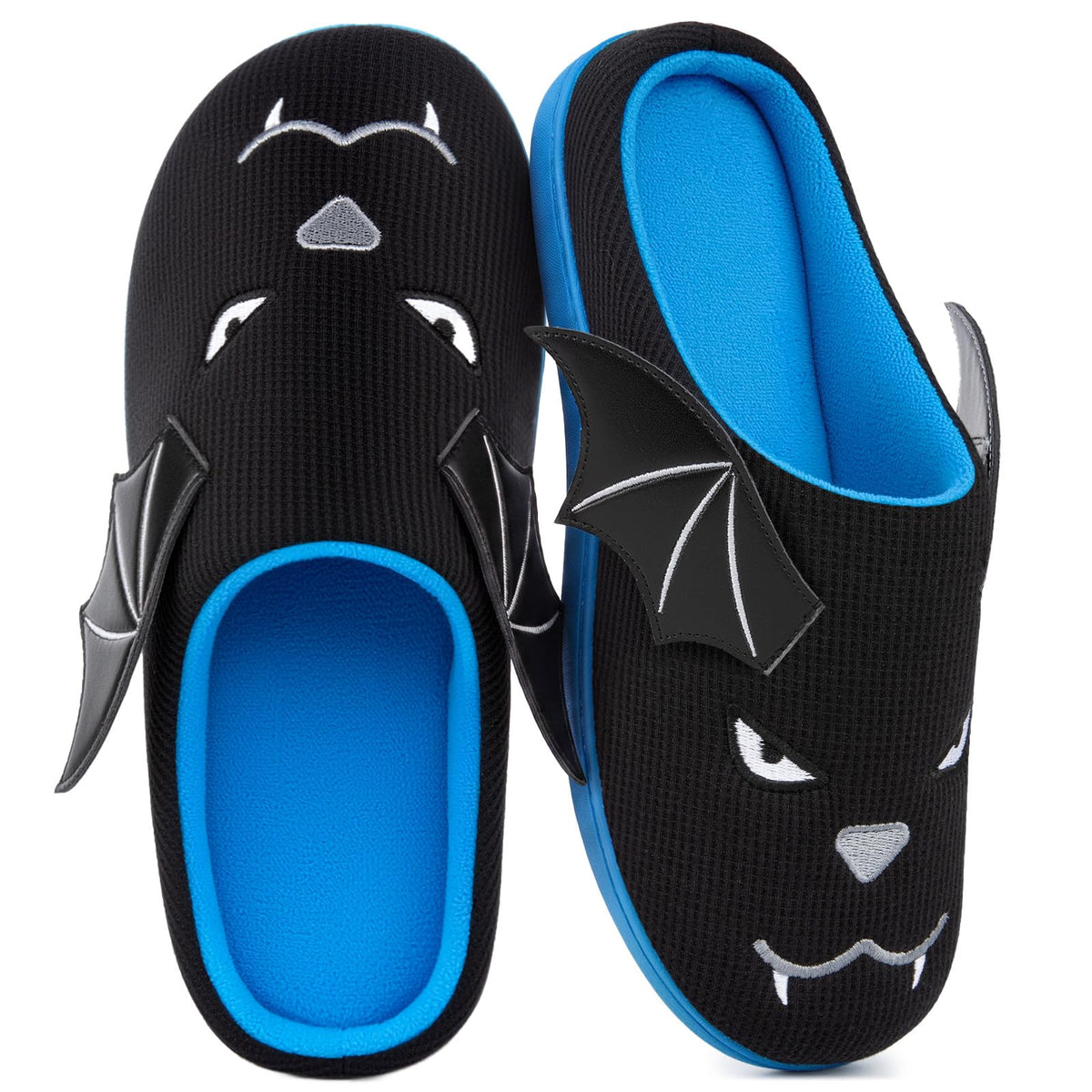 VeraCosy Men's Two-Tone House Slippers Memory Foam Indoor Rubber Sole