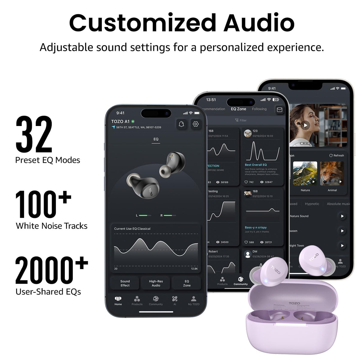 TOZO A1 Wireless Earbuds Bluetooth 5.3 Light Weight in Ear Headphones