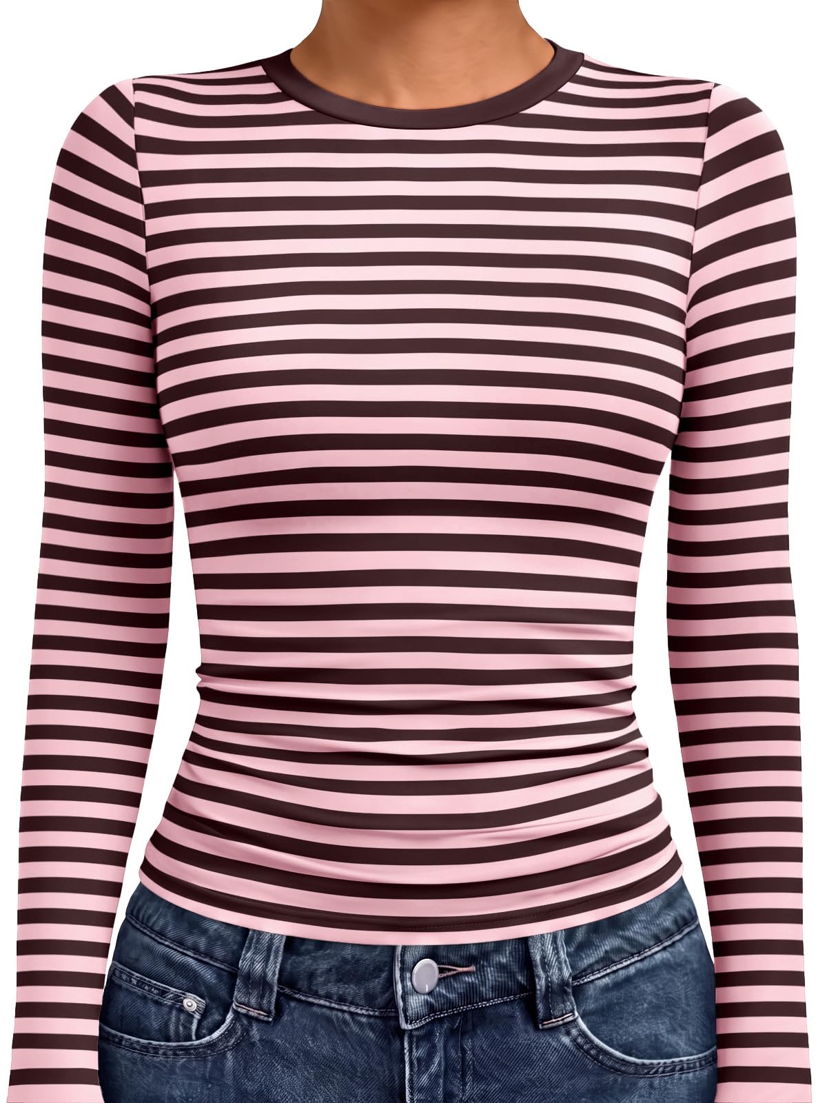 AUTOMET Womens Crew Neck Long Sleeve Shirts Compression Underscrubs Tops