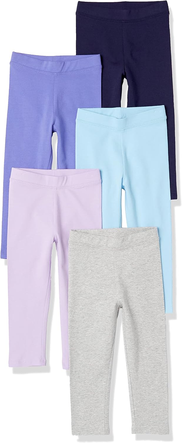 Amazon Essentials Girls' Cotton Stretch Leggings, Multipacks