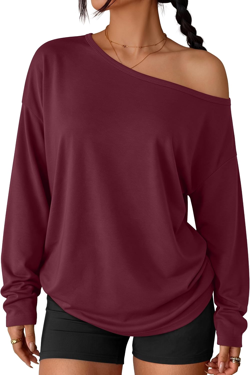 Trendy Queen Womens Off The Shoulder Oversized Tops