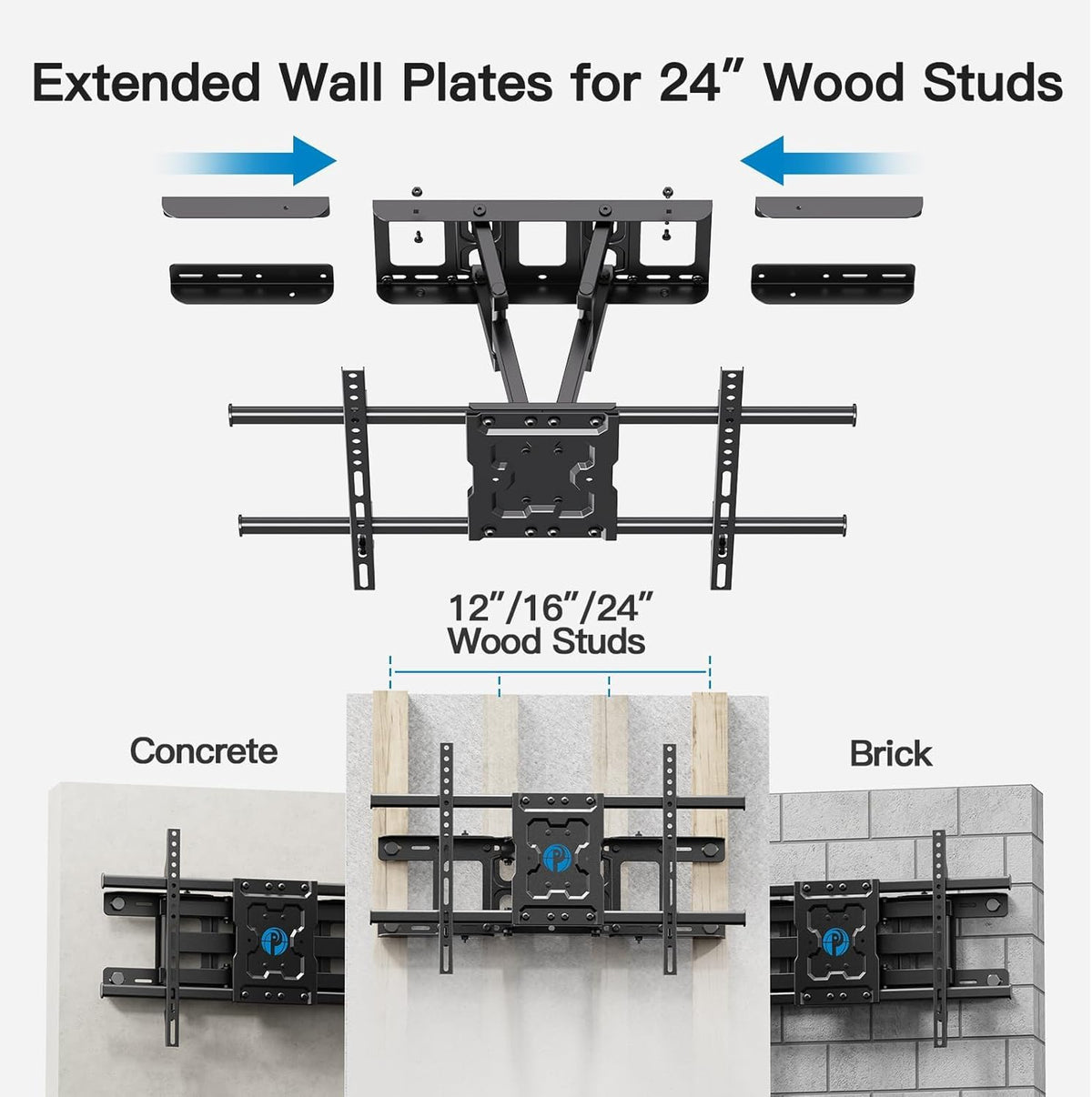 Pipishell TV Wall Mount for 26-74 inch LED LCD OLED 4K TVs up to 99lbs, Full Motion TV Mount Bracket Articulating Swivel Extension Tilting Leveling Max VESA 400x400mm, Fits 12/16 Inch Wood Studs