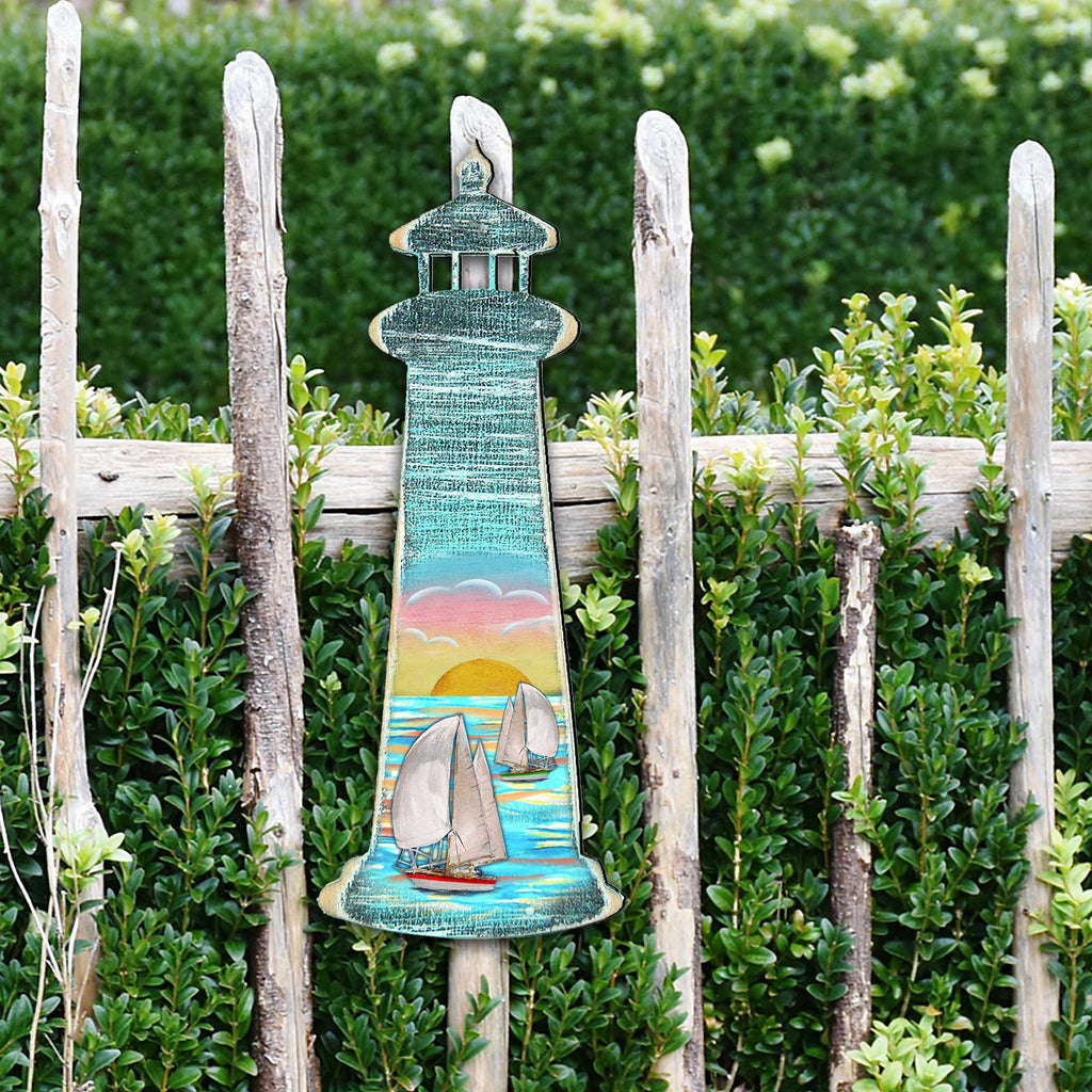 Lighthouse Sailboat Coastal Door Decor by G. DeBrekht - Coastal Holiday Decor - 8198526-2H