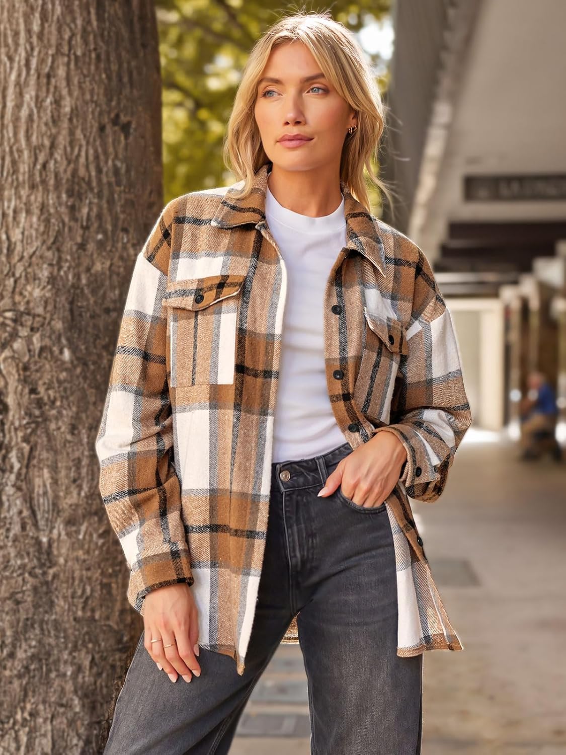 AUTOMET Shackets for Women Plaid Flannel Shirts