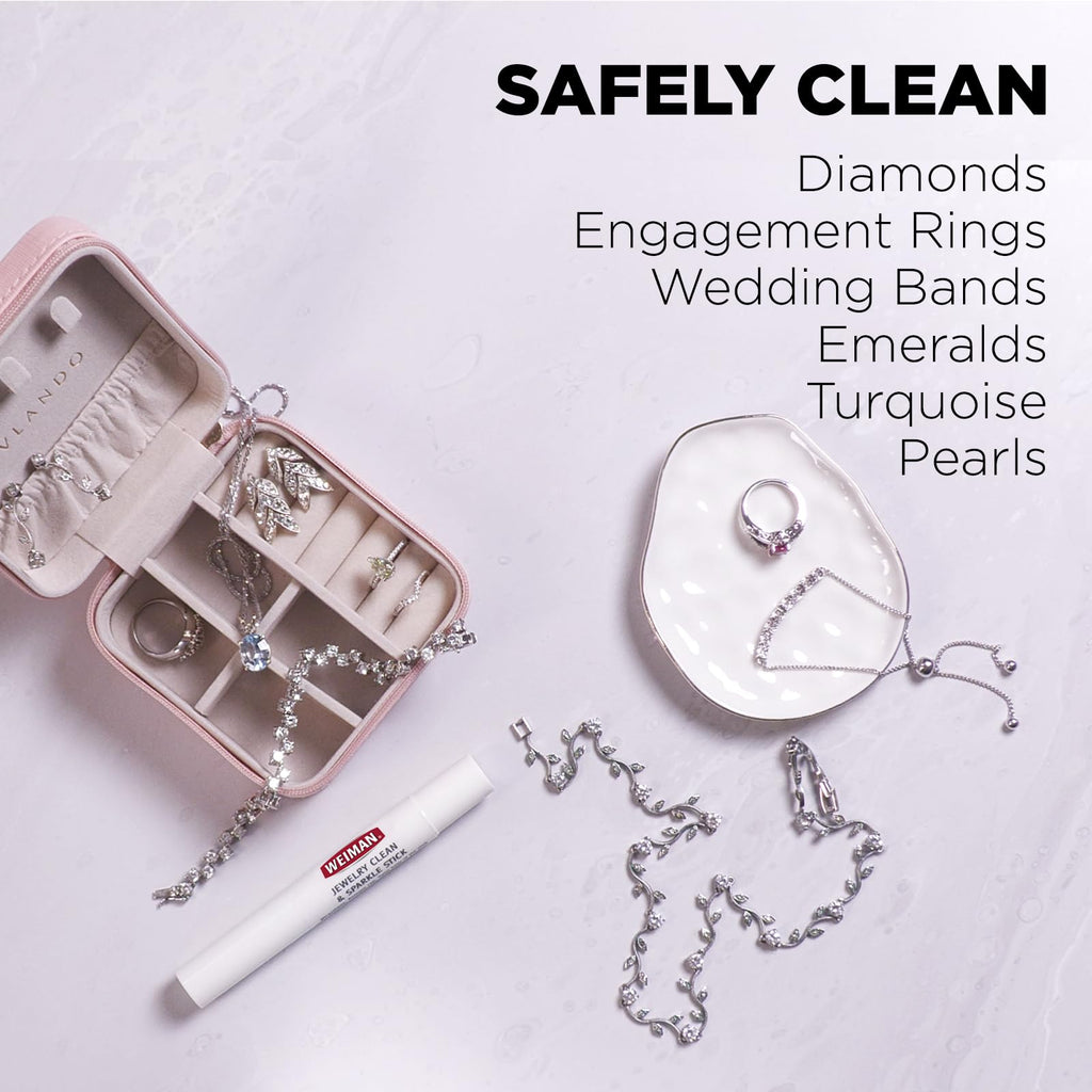 Weiman Jewelry Cleaner & Sparkle Stick - Portable, On-The-Go Cleaning for Diamond Engagement Rings, Wedding Rings, Gemstones, Necklaces, Earrings, Bracelets