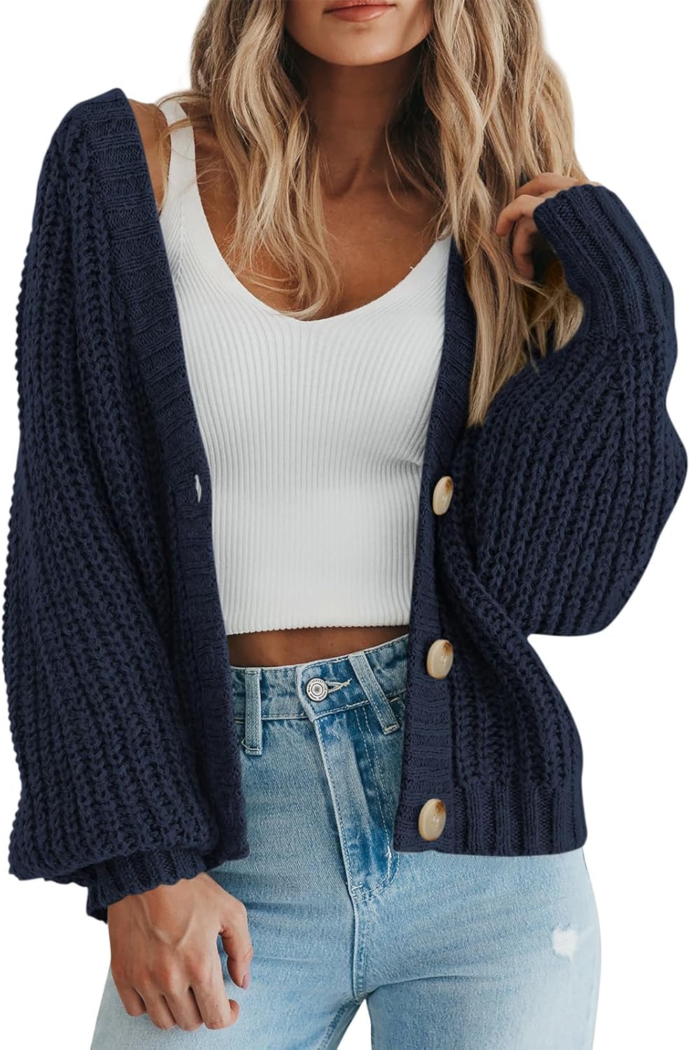 PRETTYGARDEN Women's Chunky Knit Open Front Cardigan Sweaters Fall Outfits