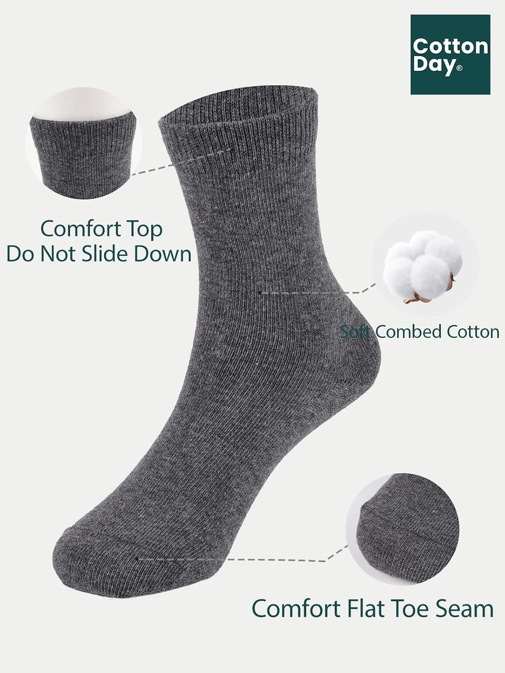 COTTON DAY Unisex Kids Boys Girls Soft Cotton School Socks Black White Navy