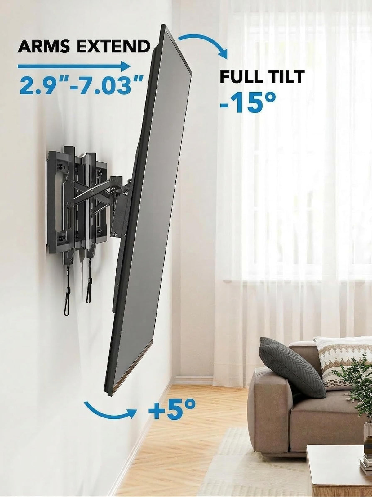Pipishell TV Wall Mount for 26-74 inch LED LCD OLED 4K TVs up to 99lbs, Full Motion TV Mount Bracket Articulating Swivel Extension Tilting Leveling Max VESA 400x400mm, Fits 12/16 Inch Wood Studs