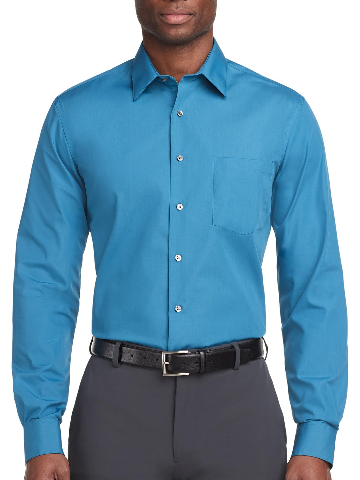 Van Heusen Mens Dress Shirt Regular Fit Poplin Solid