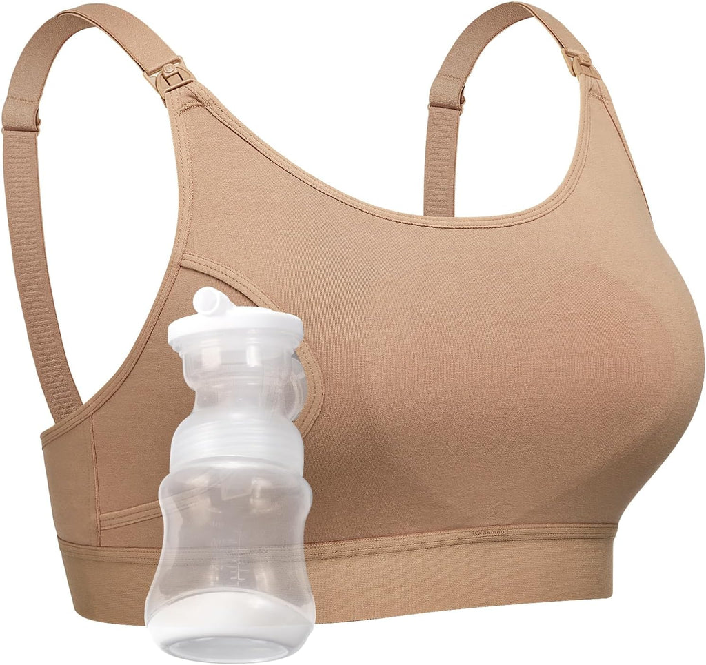 Momcozy Hands Free Pumping & Nursing Bra, Adjustable Cotton Breast Pump Bra