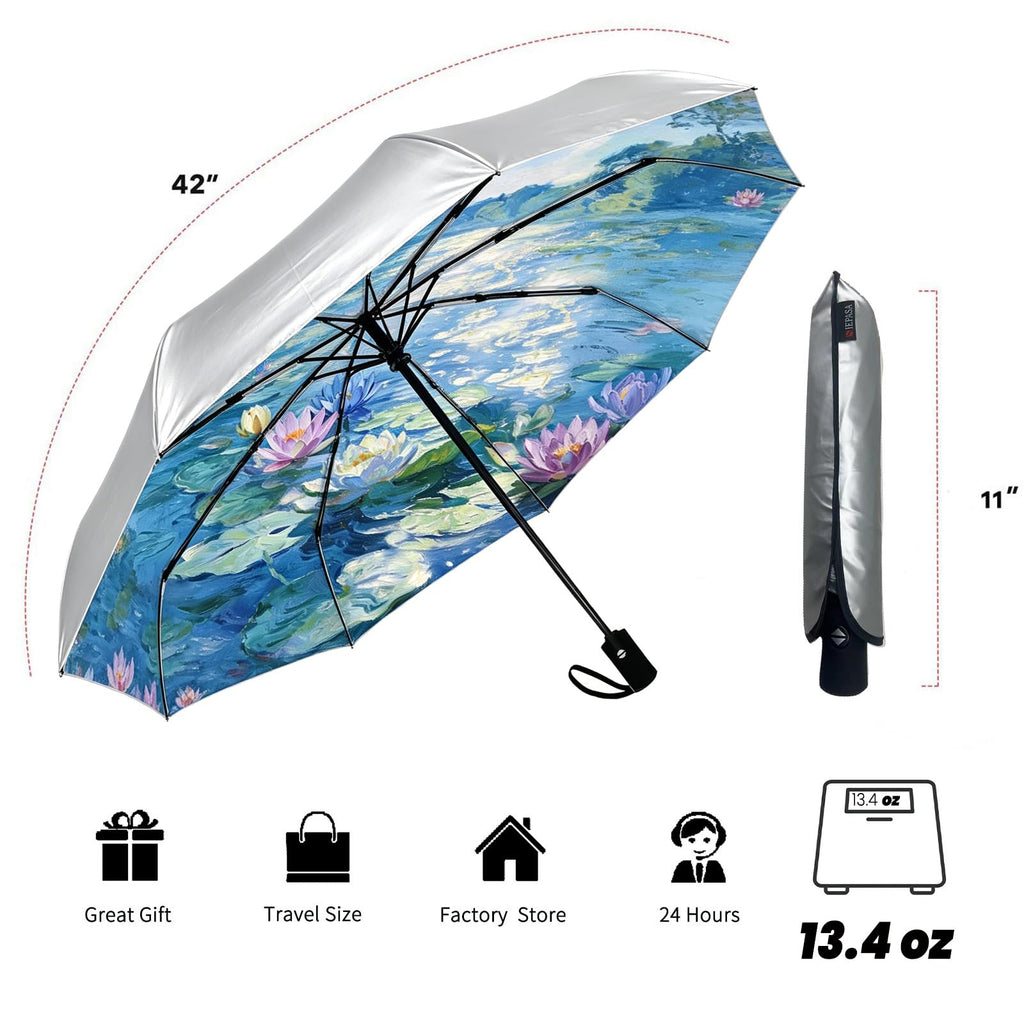 SIEPASA Windproof Travel Umbrella - Automatic Compact Folding Umbrella for Rain, Small Portable Windproof Umbrellas for Men Women and Teenagers (Navy Blue)