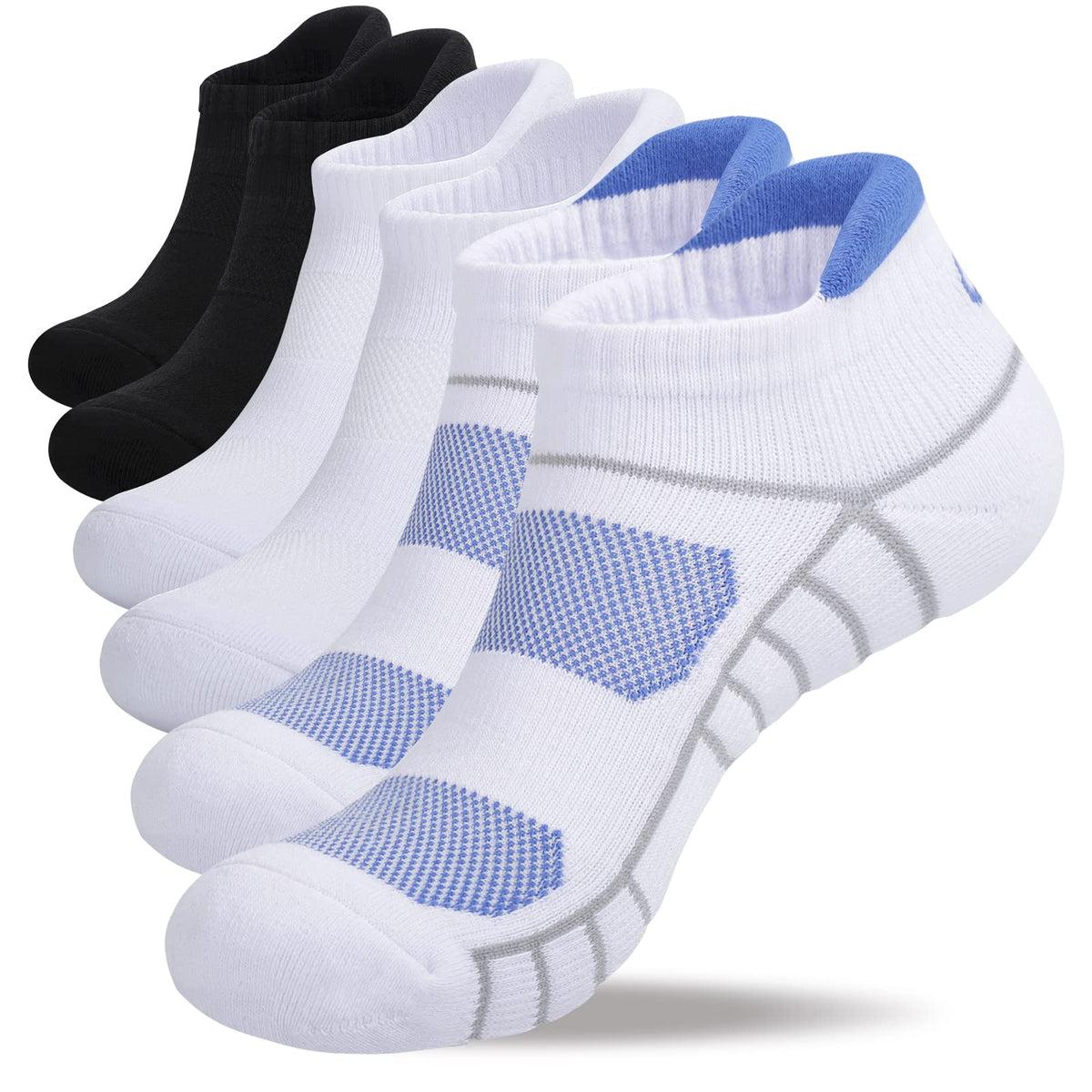 Lapulas Athletic Running Ankle Socks, Low Cut Cushioned Anti-Blister Tab Sports Socks Men Women 6Pairs