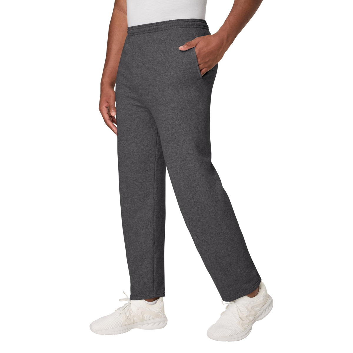 Hanes Men's EcoSmart Sweatpants, Athletic Lounge Pants with Pockets, Open Hem Bottom, Fleece Pants