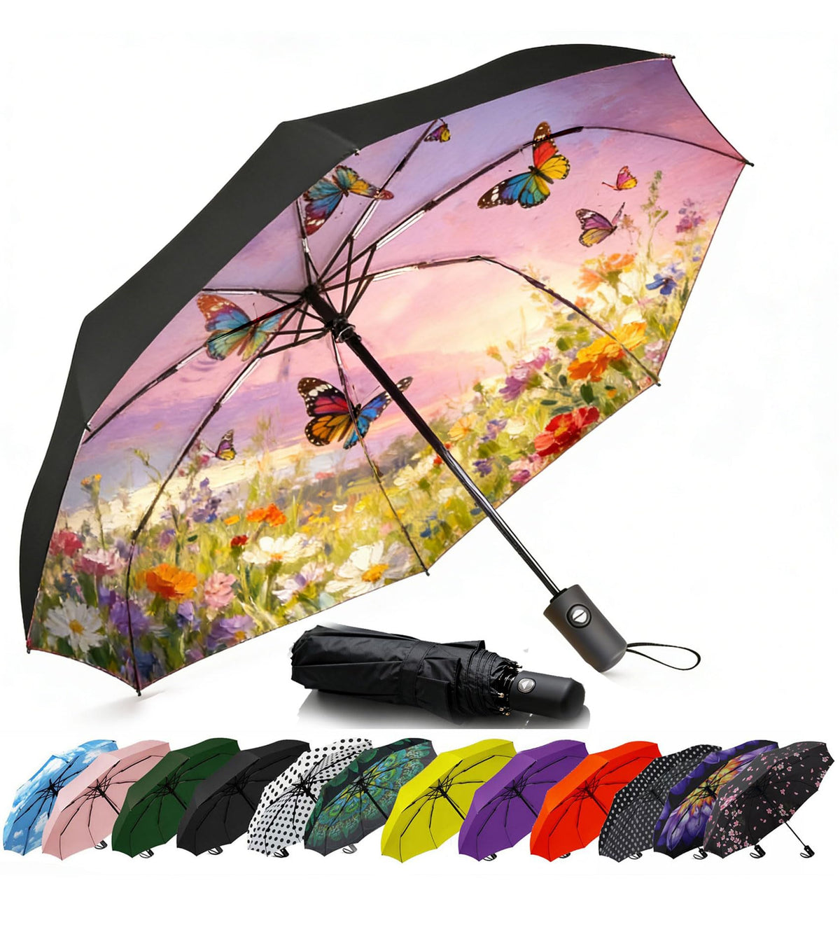 SIEPASA Windproof Travel Umbrella - Automatic Compact Folding Umbrella for Rain, Small Portable Windproof Umbrellas for Men Women and Teenagers (Navy Blue)