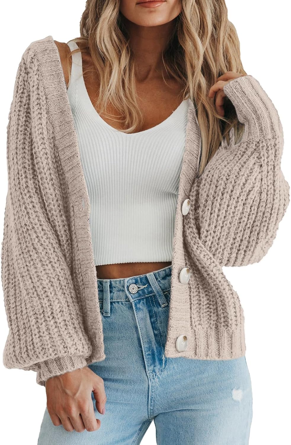 PRETTYGARDEN Women's Chunky Knit Open Front Cardigan Sweaters Fall Outfits