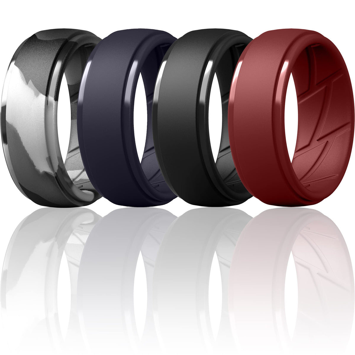 ThunderFit Men's Silicone Rings, Breathable Rubber Bands, 10mm Wide