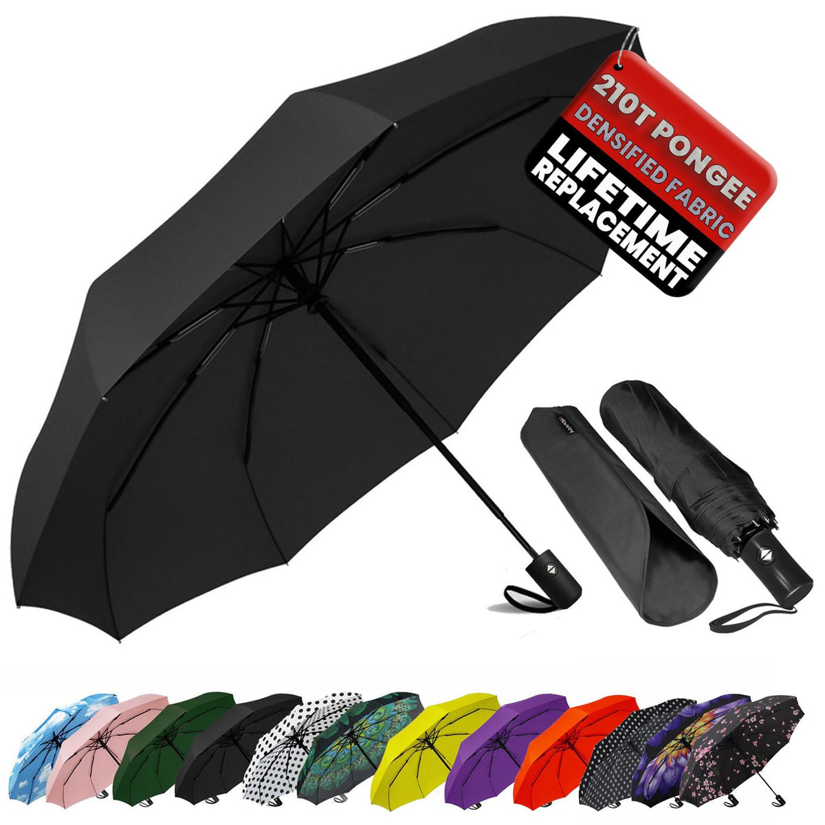 SIEPASA Windproof Travel Umbrella - Automatic Compact Folding Umbrella for Rain, Small Portable Windproof Umbrellas for Men Women and Teenagers (Navy Blue)