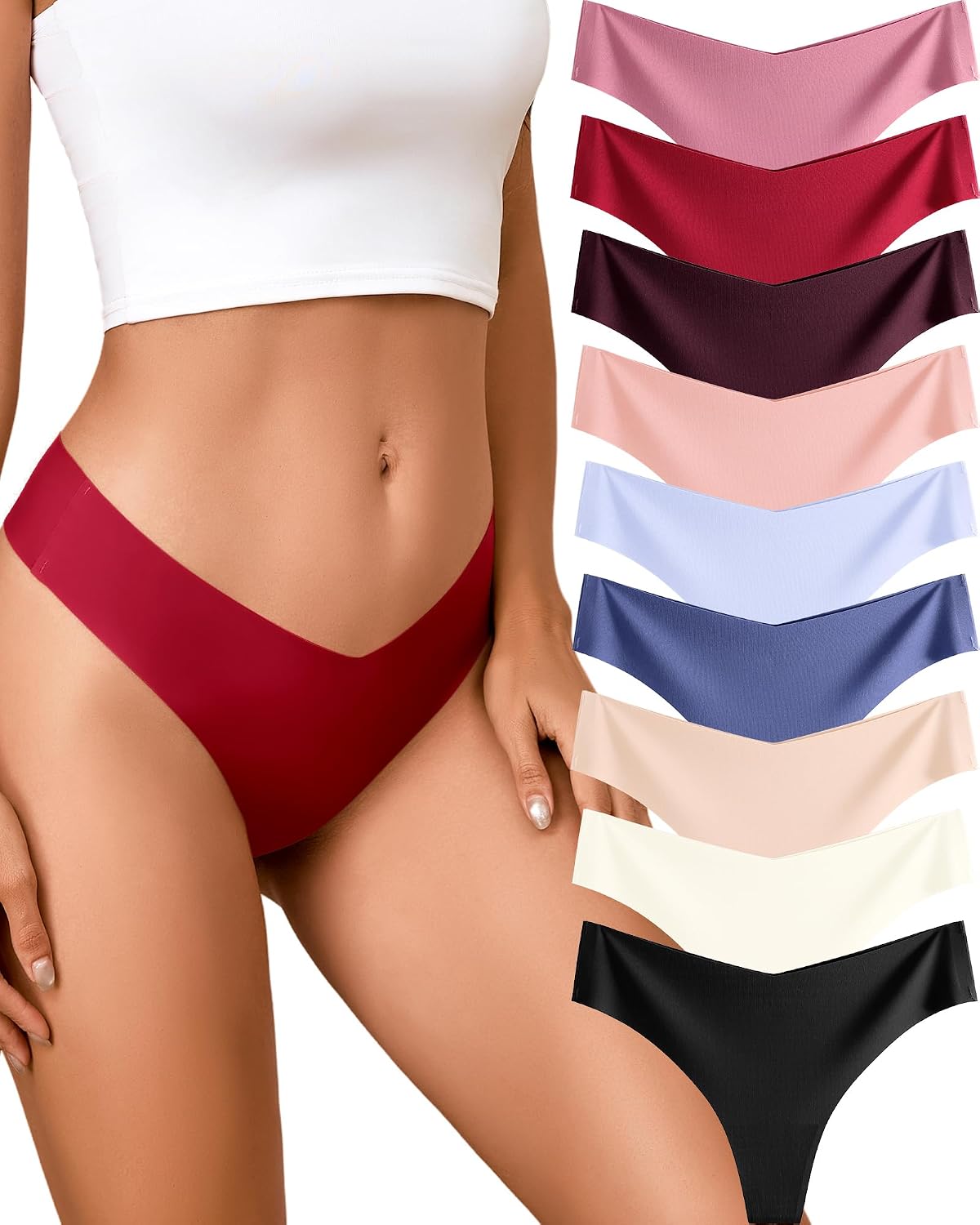 Take Talk Underwear Womens 9 Pack Seamless Thongs No Show Workout Panties