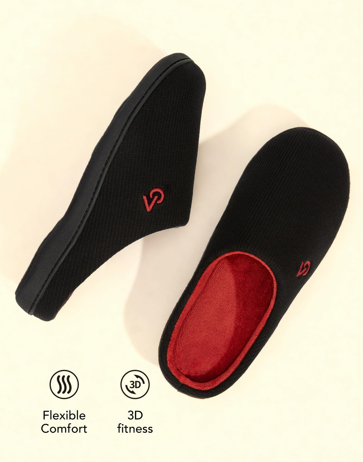 VeraCosy Men's Two-Tone House Slippers Memory Foam Indoor Rubber Sole
