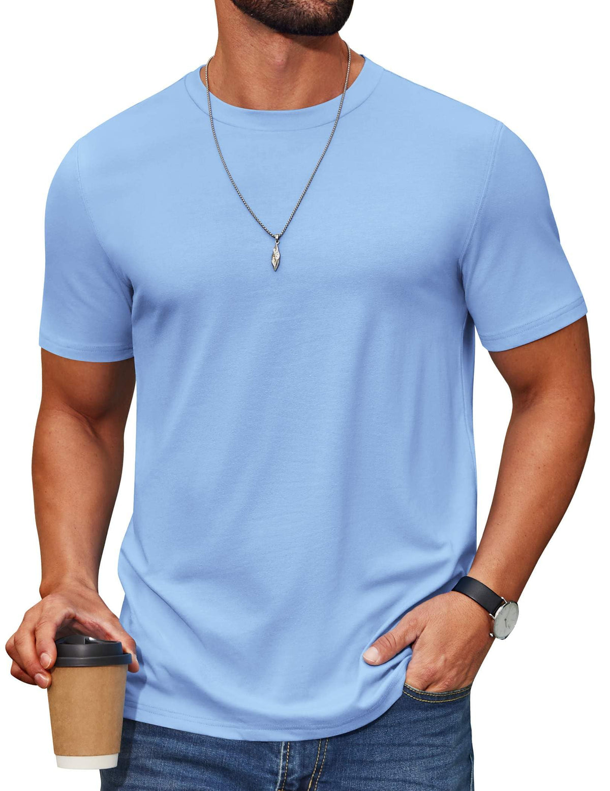 COOFANDY Men's T Shirt Short Sleeve Cotton Blend T-Shirts Crew Neck Casual Summer Basic Tee Shirts