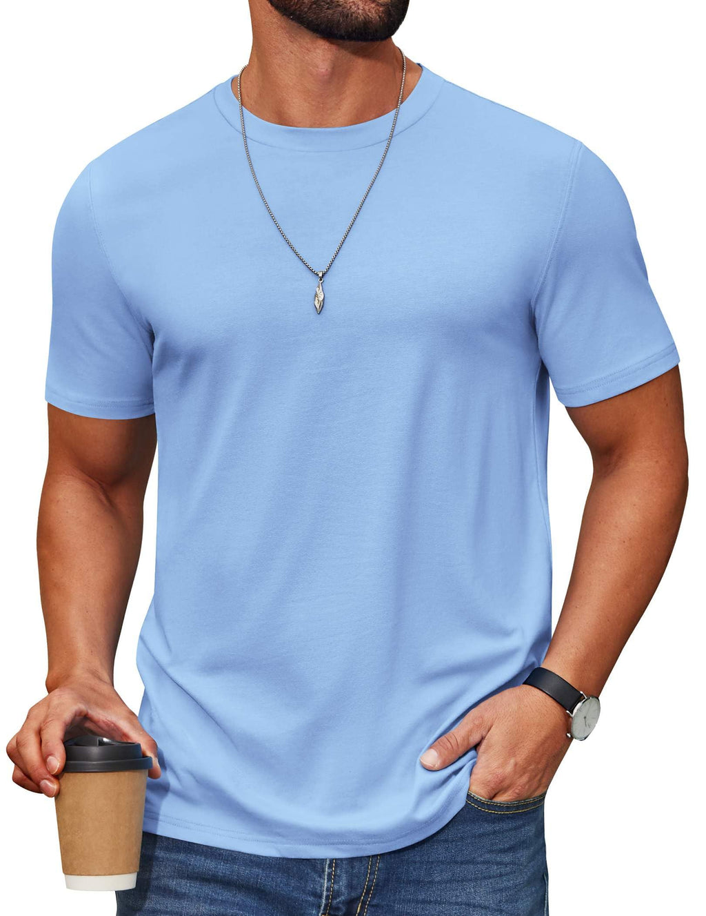 COOFANDY Men's T Shirt Short Sleeve Cotton Blend T-Shirts Crew Neck Casual Summer Basic Tee Shirts