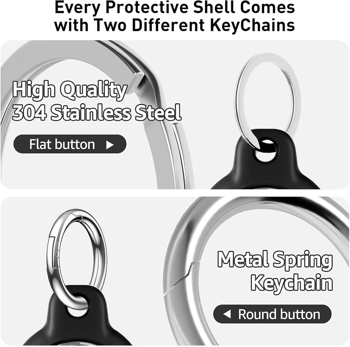 MOLOSLEEVE 1|2|4 Pack Case for AirTag 2nd Gen (2026) & 1st Gen, Shockproof Holder Anti-Scratch Protective Cover for Air Tags, Men's Women's Keyrings & Keychains for Keys, Luggage, Bags, Black