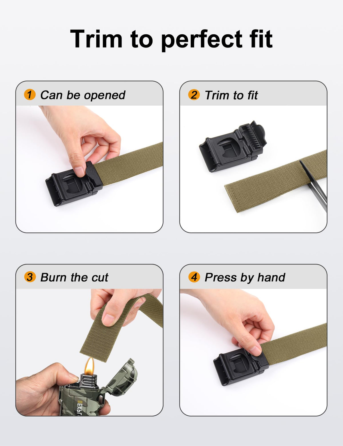 JUKMO Men's Stretch Tactical Belt, 1.5" Elastic Nylon Web with Flip Buckle
