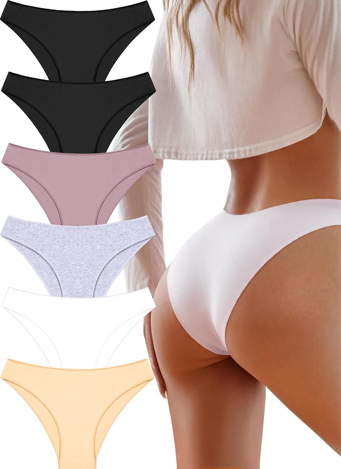 Cotton Underwear Women Sexy Cheeky Bikini Panties Lingerie Outfits 6 pack