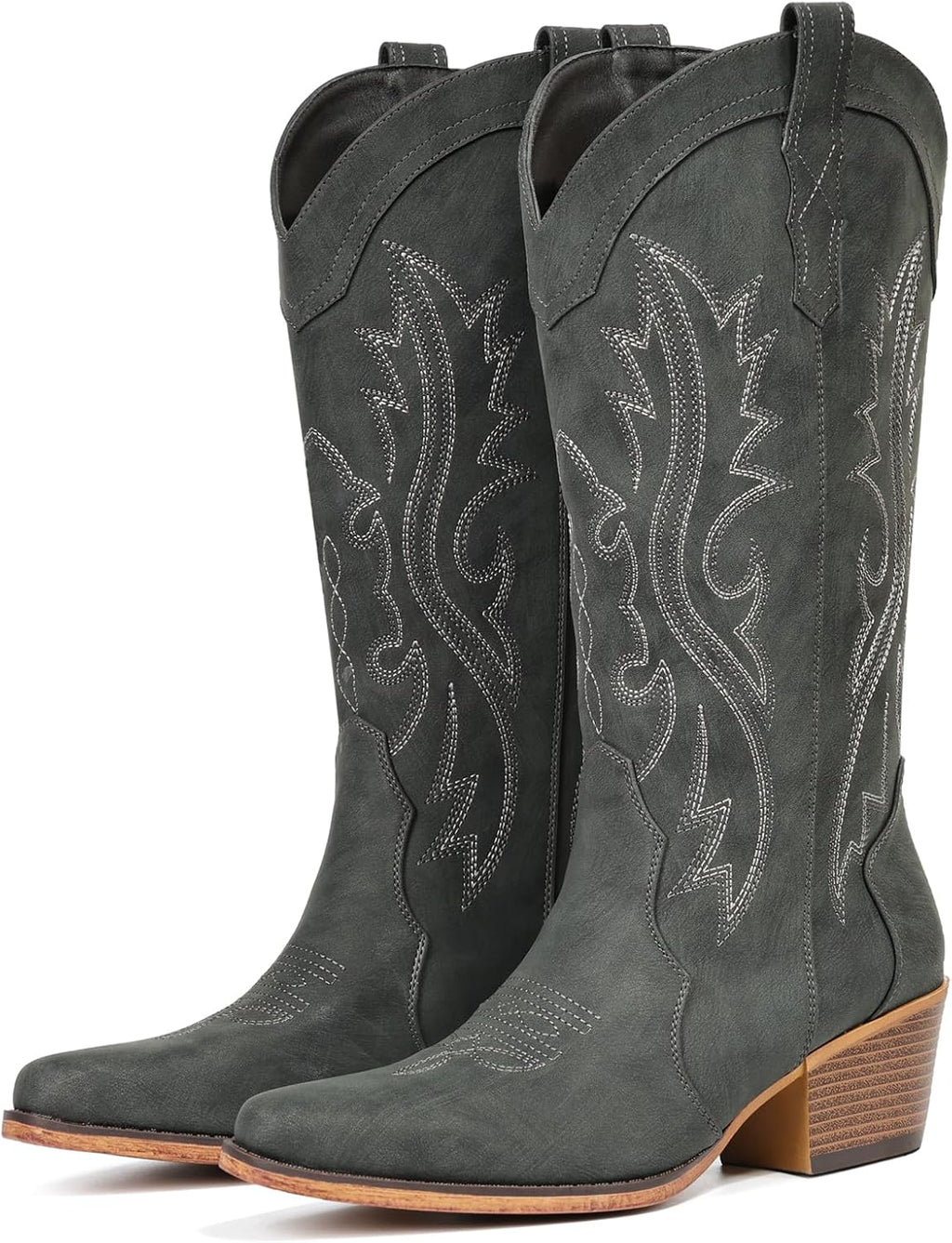 IUV Cowboy Boots For Women Western Cowgirl Boots Mid Calf Snip Toe